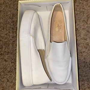 White platform slipons